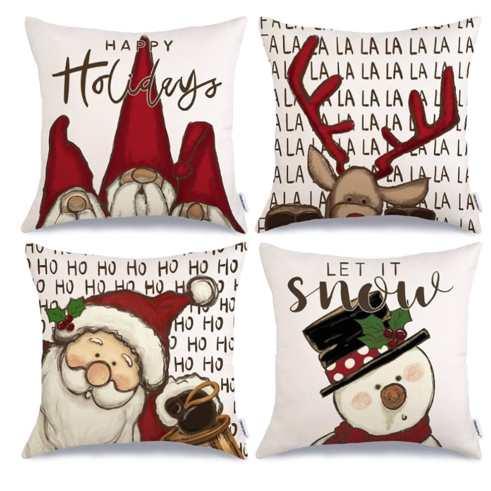 SET OF 4 HOLIDAY PILLOW COVERS (18x18”) covers only